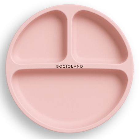 Silikonowy talerzyk z podziałką i przyssawkami Różowy / Bocioland