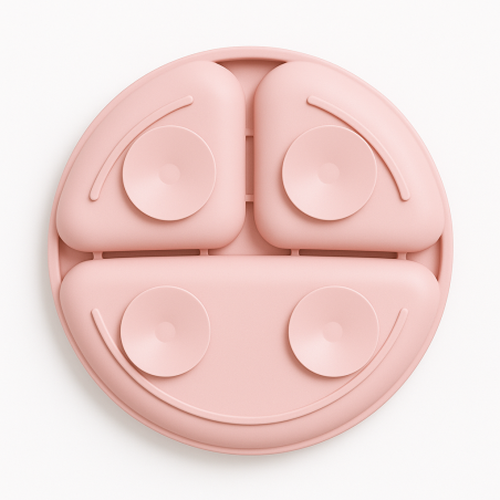 Silikonowy talerzyk z podziałką i przyssawkami Różowy / Bocioland