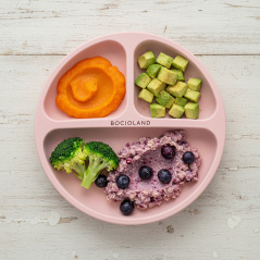 Silikonowy talerzyk z podziałką i przyssawkami Różowy / Bocioland