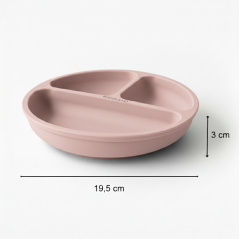 Silikonowy talerzyk z podziałką i przyssawkami Różowy / Bocioland