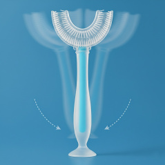 Silikonowa szczoteczka do zębów w kształcie U Niebieska / Bocioland