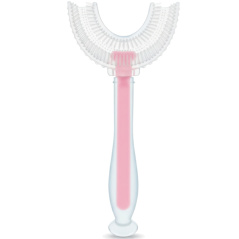 Szczoteczka silikonowa do zębów w kształcie U Różowa / Bocioland