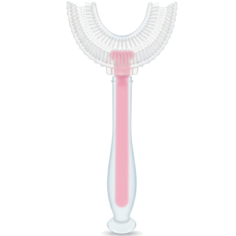 Silikonowa szczoteczka do zębów w kształcie U Różowa / Bocioland Silikonowa szczoteczka do zębów w kształcie U Różowa / Bocioland