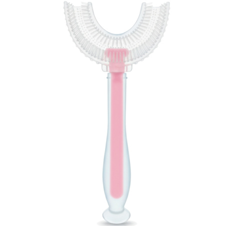 Silikonowa szczoteczka do zębów w kształcie U Różowa / Bocioland