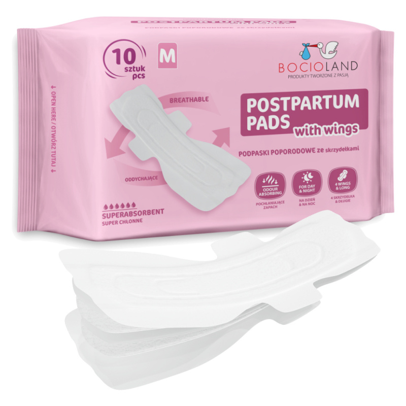 Podpaski poporodowe ze skrzydełkami wysokochłonne 10 szt. / Bocioland Podpaski poporodowe ze skrzydełkami wysokochłonne 10 szt. / Bocioland