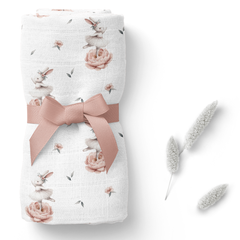 Pieluszka bambusowa 110x110 cm Króliczki / Bocioland Pieluszka bambusowa 110x110 cm Króliczki / Bocioland