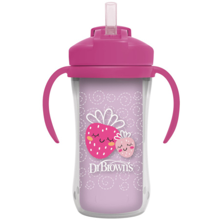 Butelka termiczna ze słomką 300 ml Różowa / Dr. Brown's