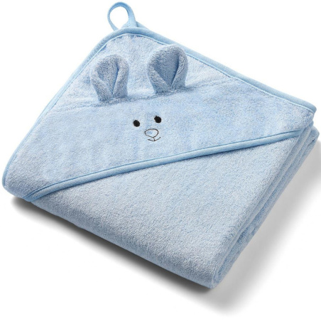 Ręczniczek bambusowy z kapturkiem i uszkami 100x100 cm Niebieski / Babyono