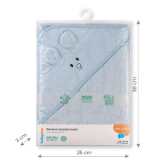 Ręczniczek bambusowy z kapturkiem i uszkami 100x100 cm Niebieski / Babyono