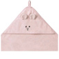 Ręczniczek bambusowy z kapturkiem i uszkami 100x100 cm Różowy / Babyono