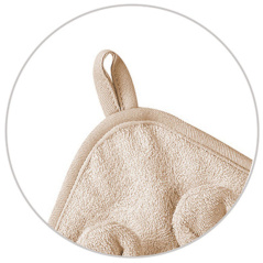 Ręczniczek bambusowy z kapturkiem i uszkami 100x100 cm Ciemny beżowy / Babyono