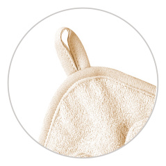 Ręczniczek bambusowy z kapturkiem i uszkami 100x100 cm Kremowy / Babyono