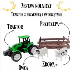 Traktor rolniczy z przyczepką i zwierzętami / Woopie