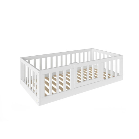 Łóżeczko młodzieżowe przypodłogowe Casa Białe 160x80 cm / YappyKids