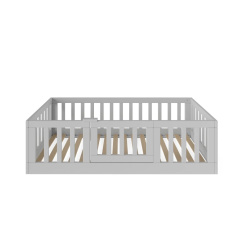 Łóżeczko młodzieżowe przypodłogowe Casa Szare 160x80 cm / YappyKids