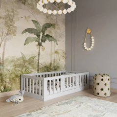 Łóżeczko młodzieżowe przypodłogowe Casa Szare 160x80 cm / YappyKids