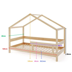 Łóżeczko młodzieżowe Hytte Naturalne 160x80 cm / YappyKids
