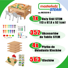 Stolik edukacyjny + akcesoria STEM i 563 klocki / Masterkidz