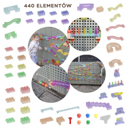 Zestaw konstrukcyjnych elementów do toru dla piłek STEM 440 el. / Masterkidz
