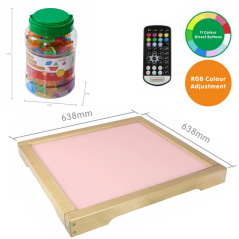 Przezroczysta tablica sensoryczna kolorowa LED + Pilot i klocki 140 el. / Masterkidz