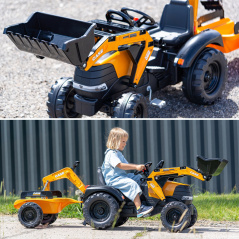 Traktor z przyczepą na pedały z łyżką i koparką Case / Falk