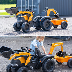 Traktor z przyczepą na pedały z łyżką i koparką Case / Falk