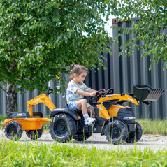 Traktor z przyczepą na pedały z łyżką i koparką Case / Falk