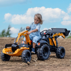 Traktor z przyczepą na pedały z łyżką i koparką Case / Falk