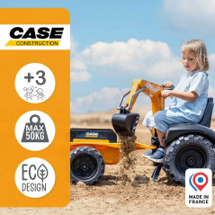 Traktor z przyczepą na pedały z łyżką i koparką Case / Falk