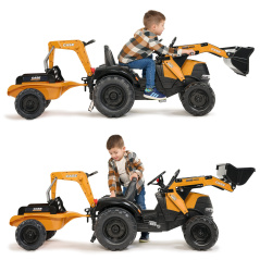 Traktor z przyczepą na pedały z łyżką i koparką Case / Falk