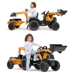Traktor z przyczepą na pedały z łyżką i koparką Case / Falk