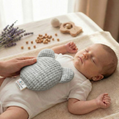 Termofor miś z pestkami wiśni i lawendą 180g Szary / Bocioland