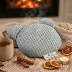 Termofor miś z pestkami wiśni i lawendą 180g Szary / Bocioland