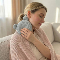 Termofor miś z pestkami wiśni i lawendą 180g Szary / Bocioland