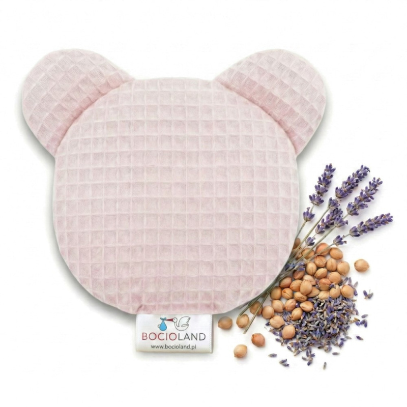 Termofor miś z pestkami wiśni i lawendą 180g Różowy / Bocioland