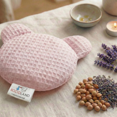 Termofor miś z pestkami wiśni i lawendą 180g Różowy / Bocioland