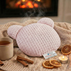 Termofor miś z pestkami wiśni i lawendą 180g Różowy / Bocioland