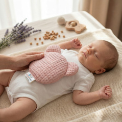 Termofor miś z pestkami wiśni i lawendą 180g Malinowy / Bocioland