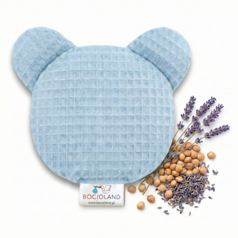Termofor miś z pestkami wiśni i lawendą 180g Niebieski / Bocioland