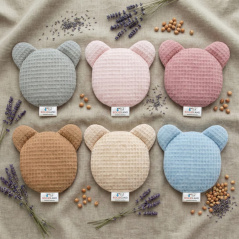 Termofor miś z pestkami wiśni i lawendą 180g Kremowy / Bocioland