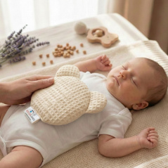 Termofor miś z pestkami wiśni i lawendą 180g Kremowy / Bocioland