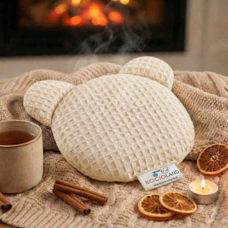 Termofor miś z pestkami wiśni i lawendą 180g Kremowy / Bocioland