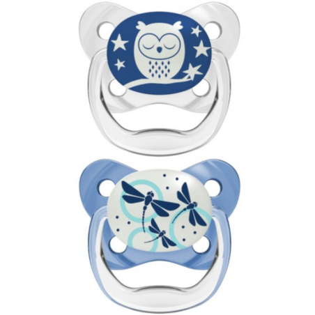 Smoczek ortodontyczny świecący 0+ Sówka 2 szt. / Dr. Brown's