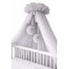 Baldachim do łóżeczka Tiul szary + pompony / Camicco