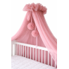 Baldachim do łóżeczka Tiul różowy + pompony / Camicco