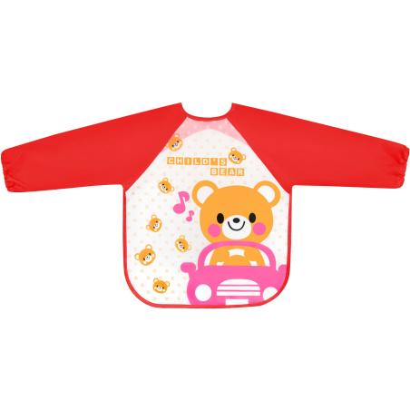 Śliniaczek ceratowy z rękawkami Miś w autku / Bocioland