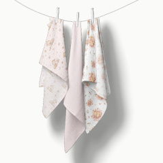 Pieluszki muślinowe 70x70 cm 3 szt. Różowa + wzór / Bocioland