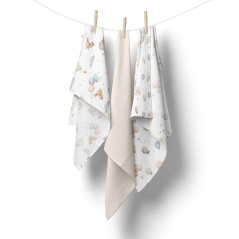 Pieluszki muślinowe 70x70 cm 3 szt. Beżowa + wzór / Bocioland