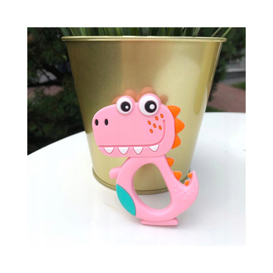 Gryzak silikonowy Dino Różowy / Bocioland