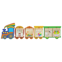 Zestaw 5 tablic manipulacyjno-naukowych + system montażu Pociąg / Masterkidz